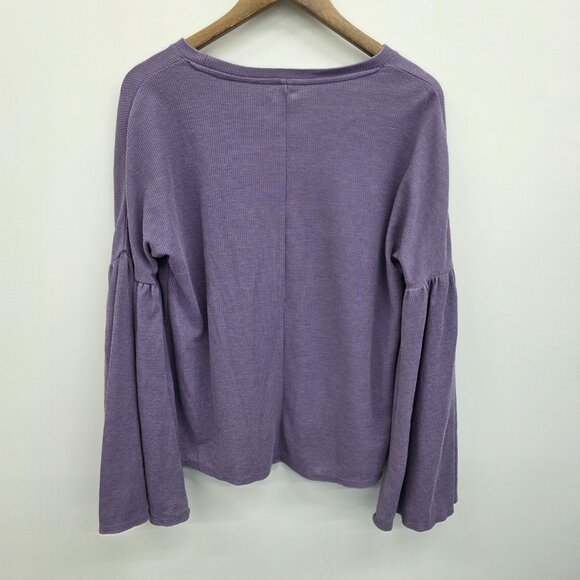 Xhilaration Purple Bell Sleeve Waffle Knit Thermal Pajama Top Shirt Size Small - Picture 4 of 14